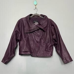 Vintage Michael Hoban North Beach Purple Leather Jacket 80’s Glam Women’s 7/8